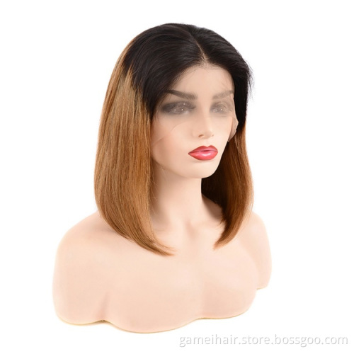 Straight Peruvian Virgin Human Hair Hd Full Lace Frontal Bob Wigs Natural Human Hair Transparent Lace Front Wig For Black Women